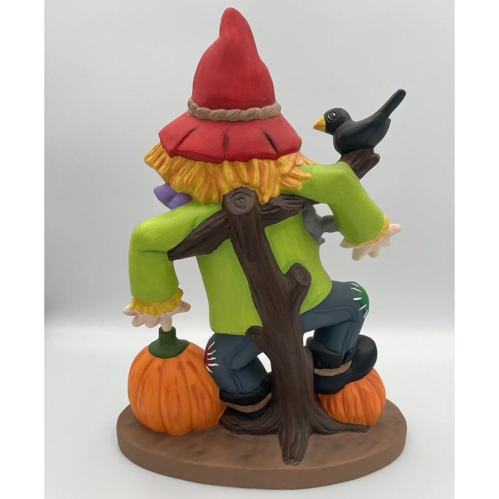 Hand Painted Ceramic Scarecrow Pumpkin Jack-O-Lantern Halloween Fall Decor 11.5